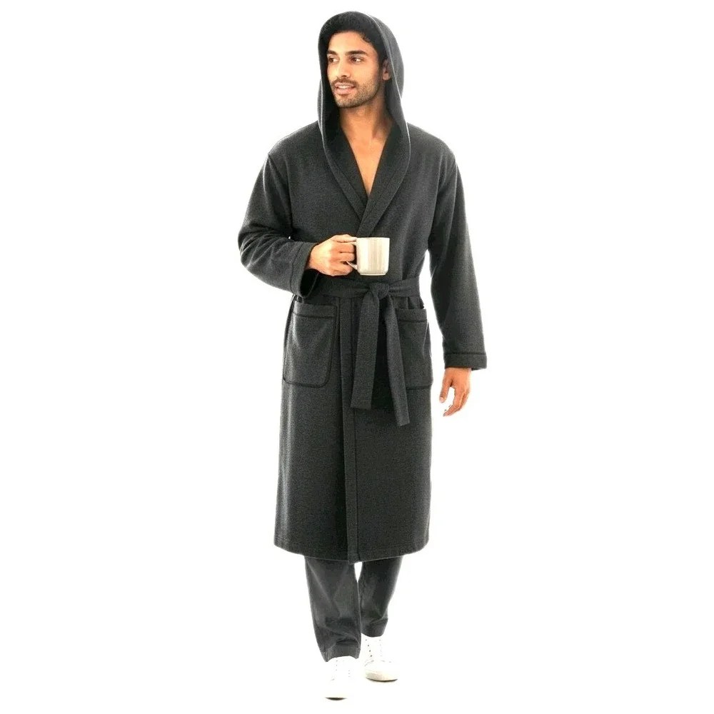 Rhone Hooded Belted Wrap Robe Mens Size S/M Black Heather Midweight NEW NWT $168 - Picture 10 of 10